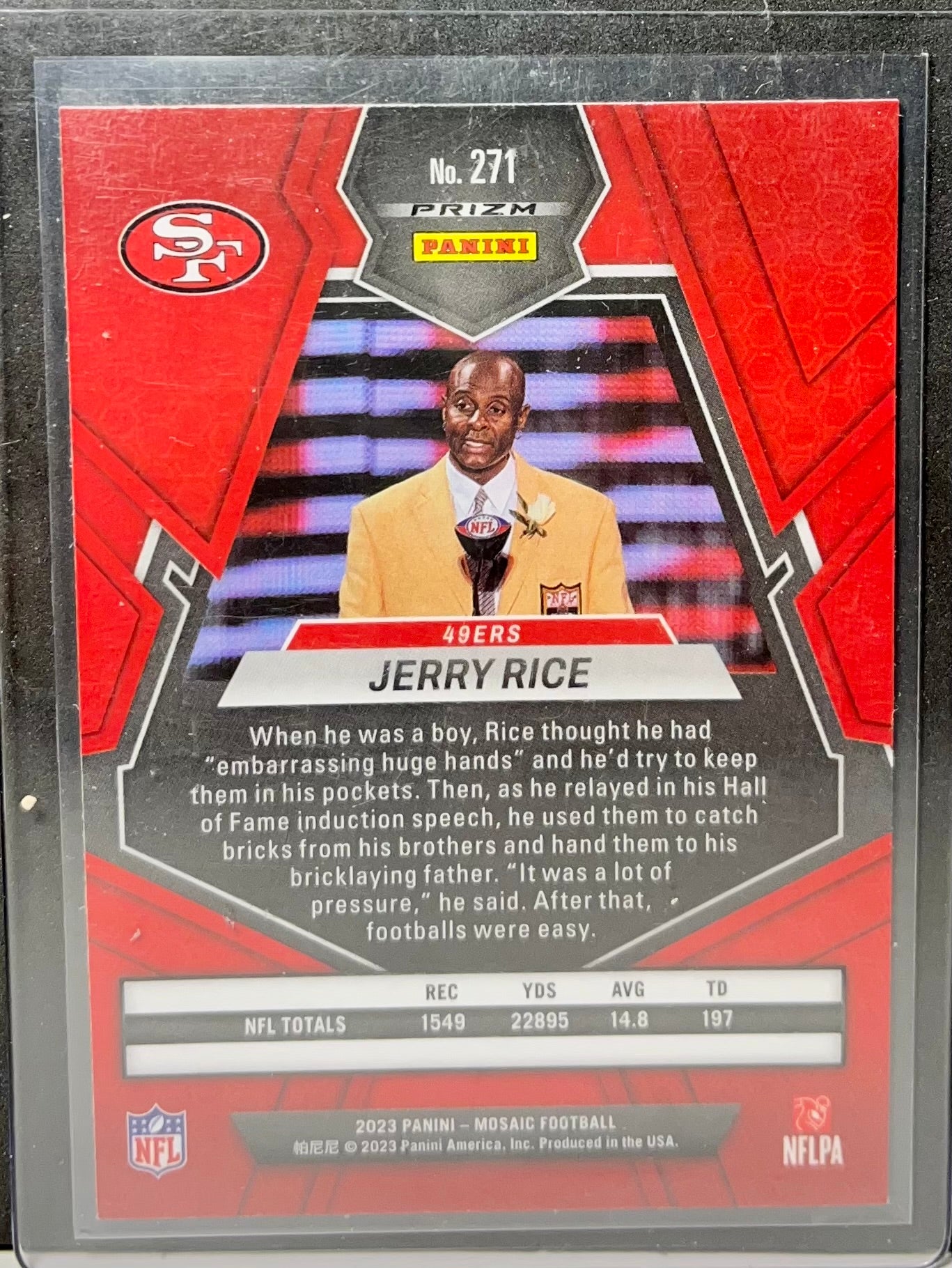 2023 PANINI MOSAIC JERRY RICE #271 PRIZM HALL OF FAME