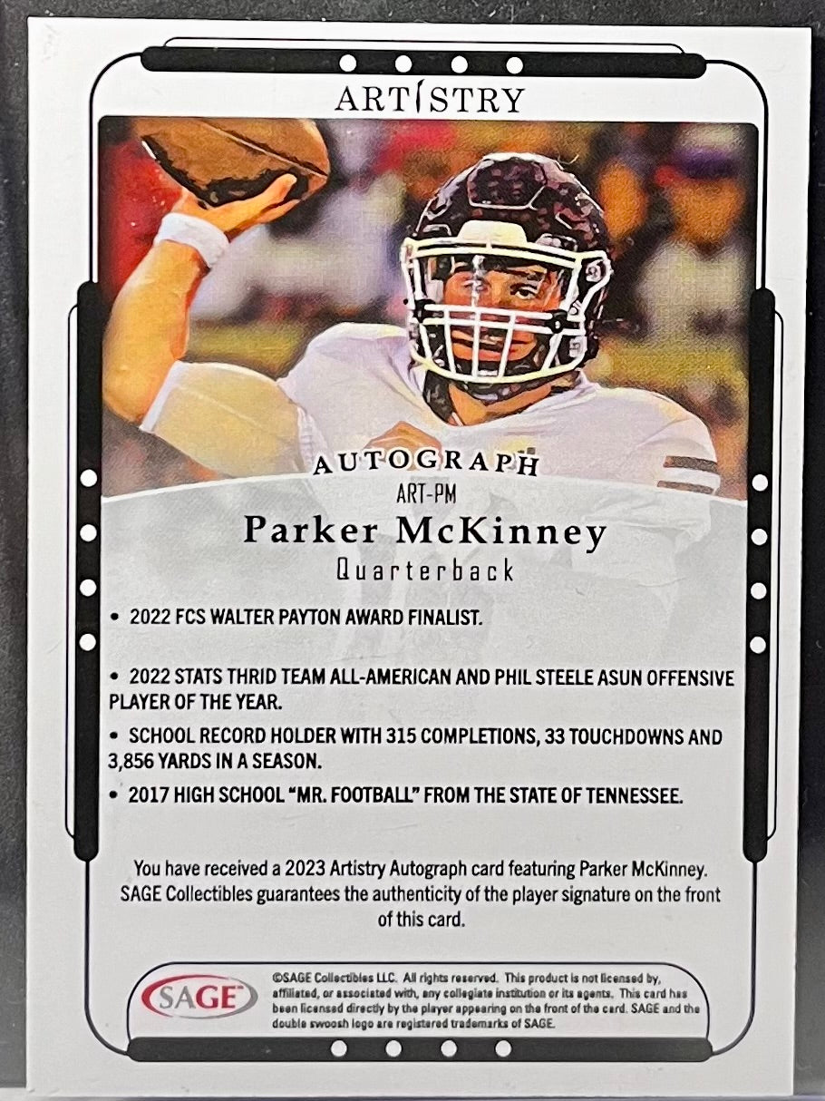 2023 SAGE COLLECTIBLES PARKER MCKINNEY AUTOGRAPH ARTISTRY