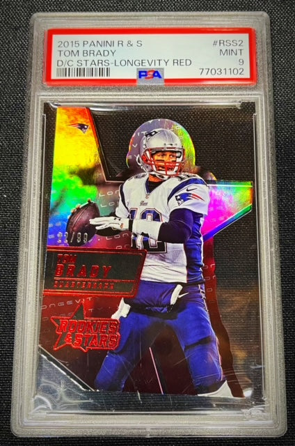 2015 PANINI R & S TOM BRADY D/C STARS LONGEVITY RED #RSS2 PSA MINT 9