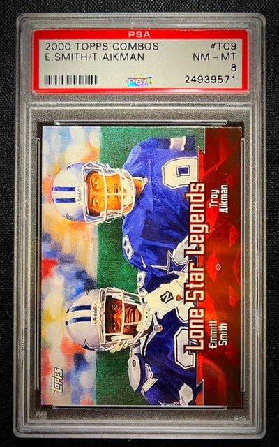 2000 TOPPS COMBOS EMMITT SMITH TROY AIKMAN #TC9 PSA 8 NEAR MINT/MINT