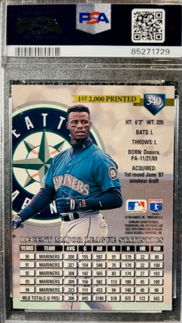 1995 DONRUSS KEN GRIFFEY JR. PRESS PROOF #340 PSA MINT 9