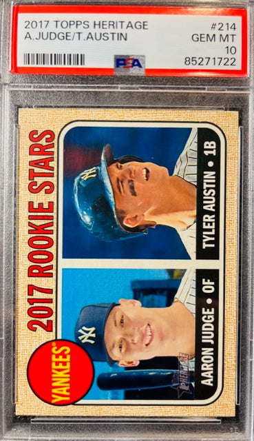 2017 TOPPS HERITAGE AARON JUDGE TYLER AUSTIN #214 PSA GEM MINT 10