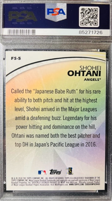 2018 TOPPS SHOHEI OHTANI FUTURE STARS #FS-5 PSA GEM MINT 10