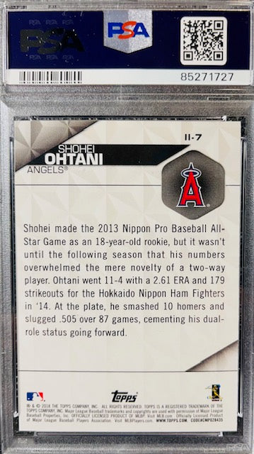 2018 TOPPS SHOHEI OHTANI INSTANT IMPACT #ll-7 PSA GEM MINT 10