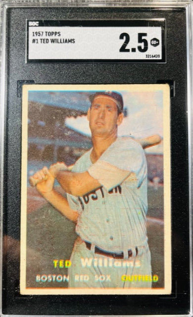 1957 TOPPS TED WILLIAMS #1 SGC 2.5 GOOD+