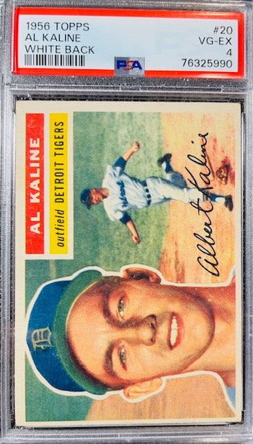 1956 TOPPS AL KALINE WHITE BACK #20 PSA 4 VG-EX