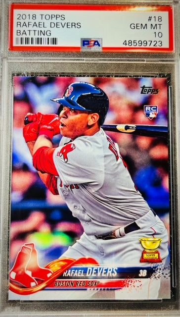 2018 TOPPS RAFAEL DEVERS BATTING #18 PSA GEM MINT 10