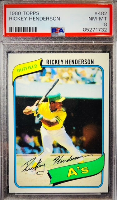 1980 TOPPS RICKEY HENDERSON #482 PSA 8 NEAR MINT/MINT