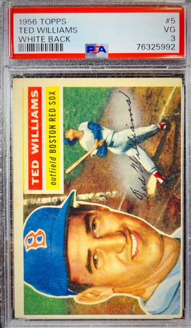 1956 TOPPS TED WILLIAMS WHITE BACK #5 PSA 3 VG