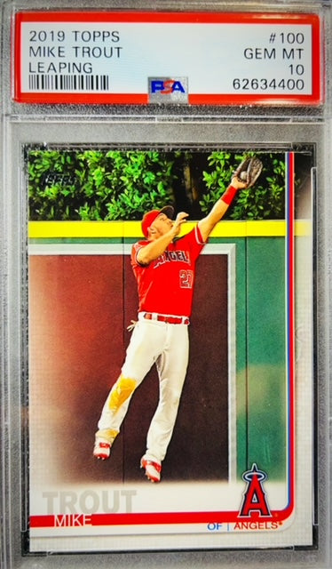 2019 TOPPS MIKE TROUT LEAPING #100 PSA GEM MINT 10