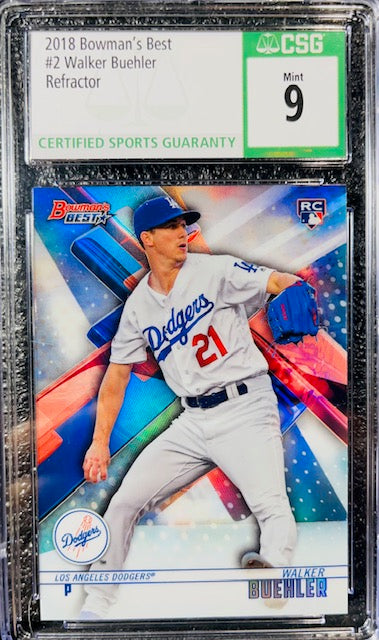 2018 BOWMAN'S BEST WALKER BUEHLER #2 REFRACTOR CSG 9 MINT