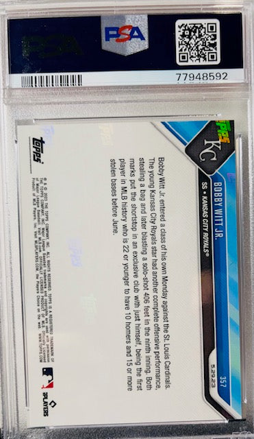 2023 TOPPS NOW BOBBY WITT JR. #357 PSA 9 MINT