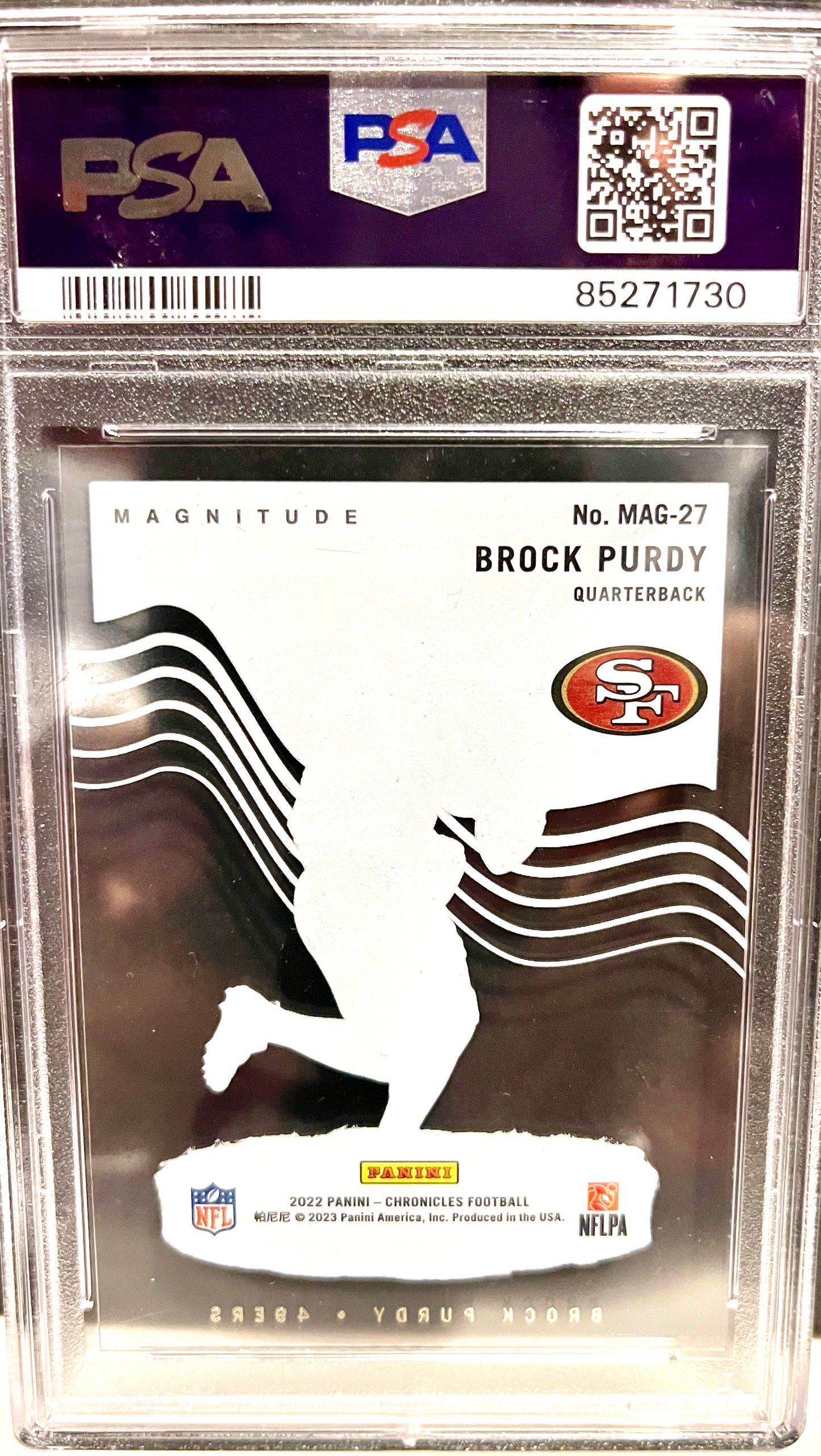 2022 CHRONICLES BROCK PURDY MAGNITUDE #MAG27 PSA MINT 9