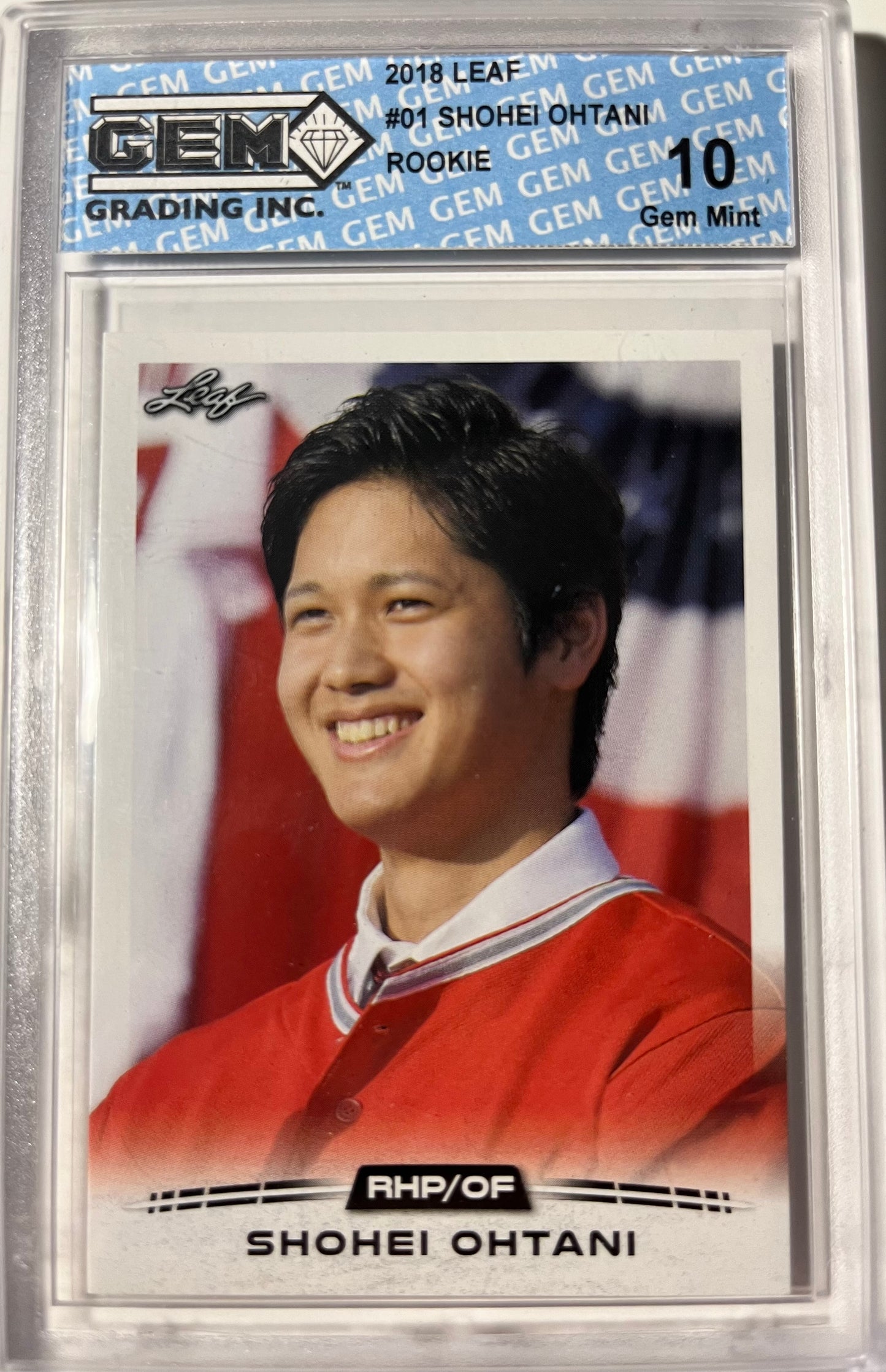 2018 LEAF SHOHEI OHTANI ROOKIE #01 GEM GRADING 10 GEM MINT