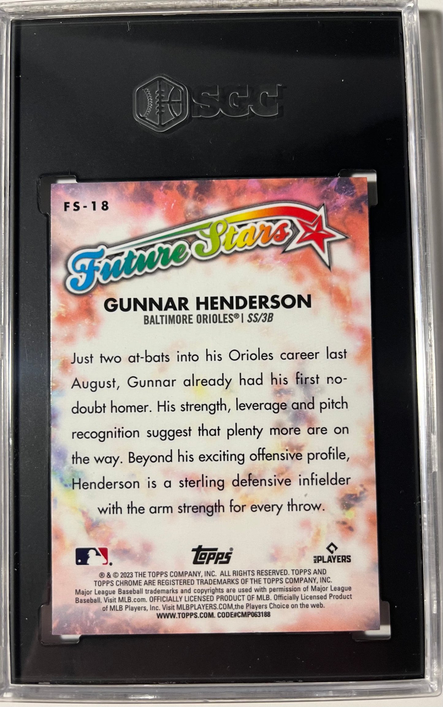 2023 TOPPS CHROME FS-18 GUNNAR HENDERSON FUTURE STARS SGC 9.5 MINT