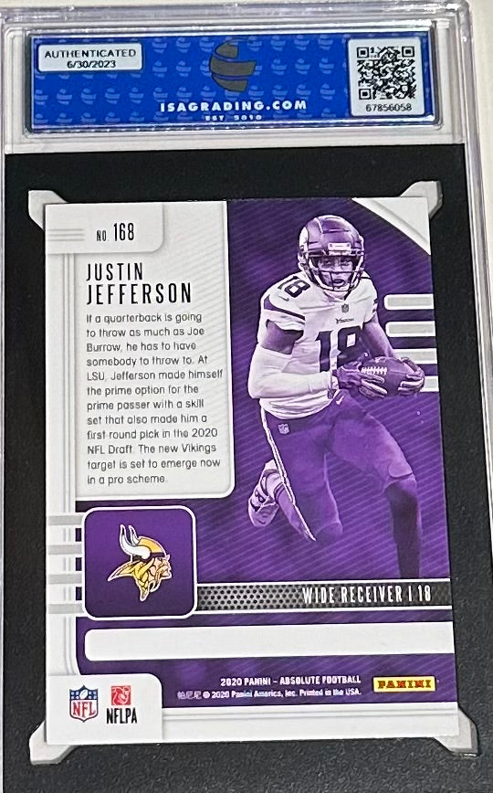 2020 PANINI ABSOLUTE JUSTIN JEFFERSON RETAIL #168 ISA GEM MINT 10