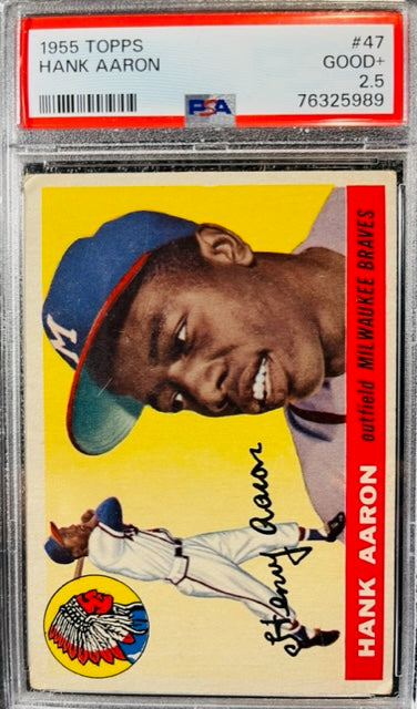 1955 TOPPS HANK AARON #47 PSA 2.5 GOOD+